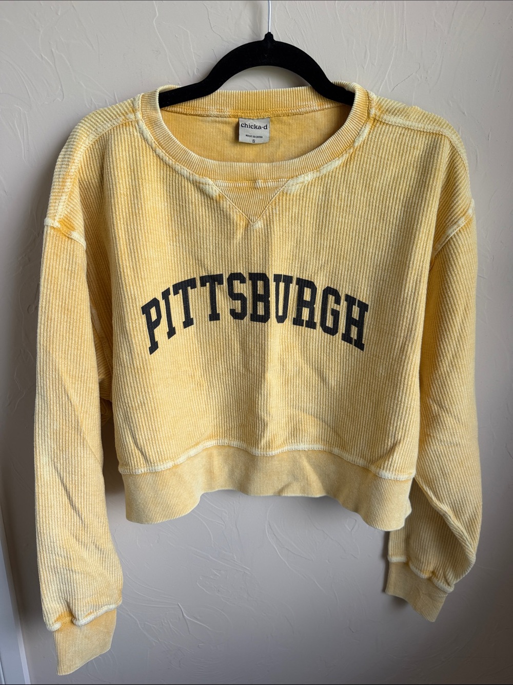 chicka-d Women's Pittsburgh Yellow Corded Sweatshirt